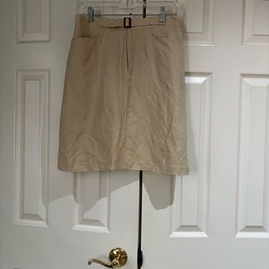 Neutral Beige A-Line Skirt with Belt Detail